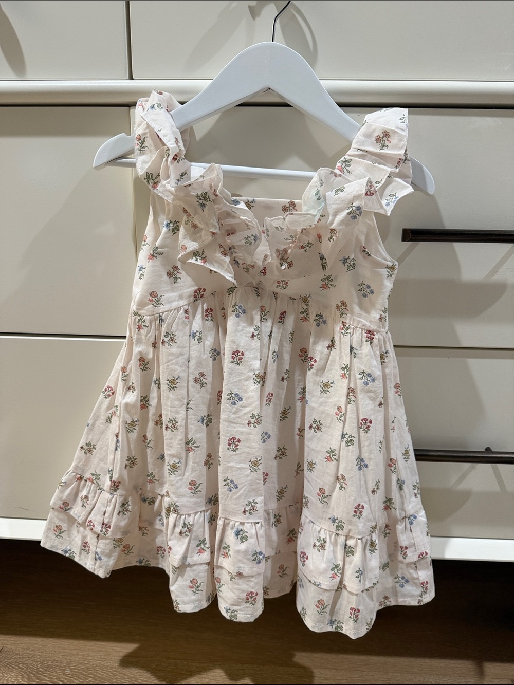 Janie and Jack Cream Floral Ruffle Sundress